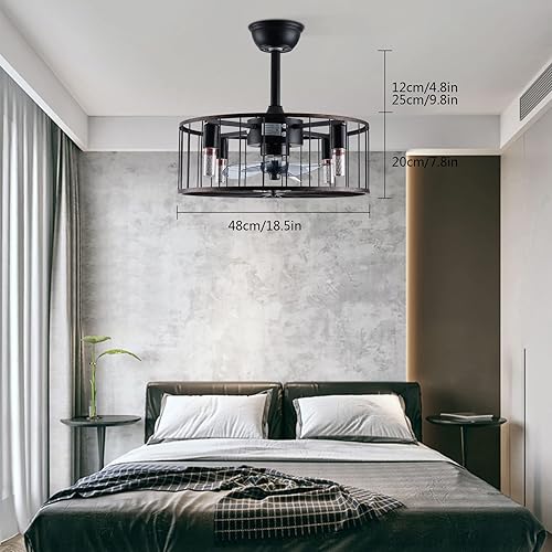 Miniatura 3 de Ventiladores de techo de 18 pulgadas con luces, moderno ventilador de techo cerrado para interiores con control remoto con opciones de