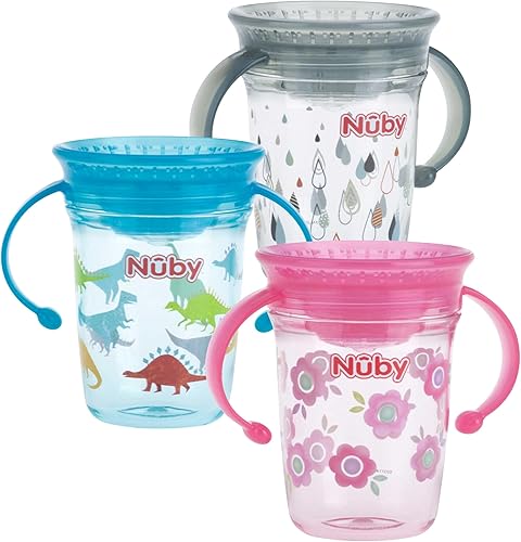 Nuby Tritan - Taza Wonder con 2 asas con 2 asas impresas en 360 grados, las impresiones pueden variar, 1 paquete