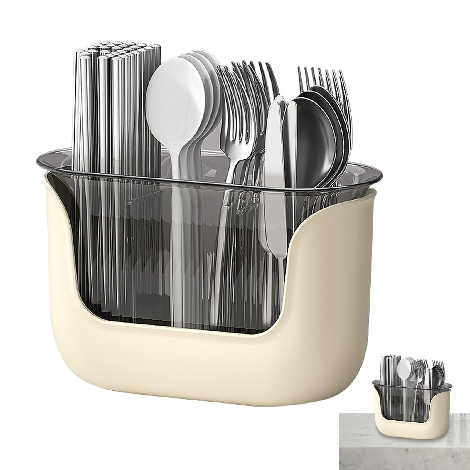 Portautensili per piano di lavoro – 3 scomparti da cucina – contenitore trasparente per utensili da cucina porta spatola, per posate, piano di lavoro della cucina