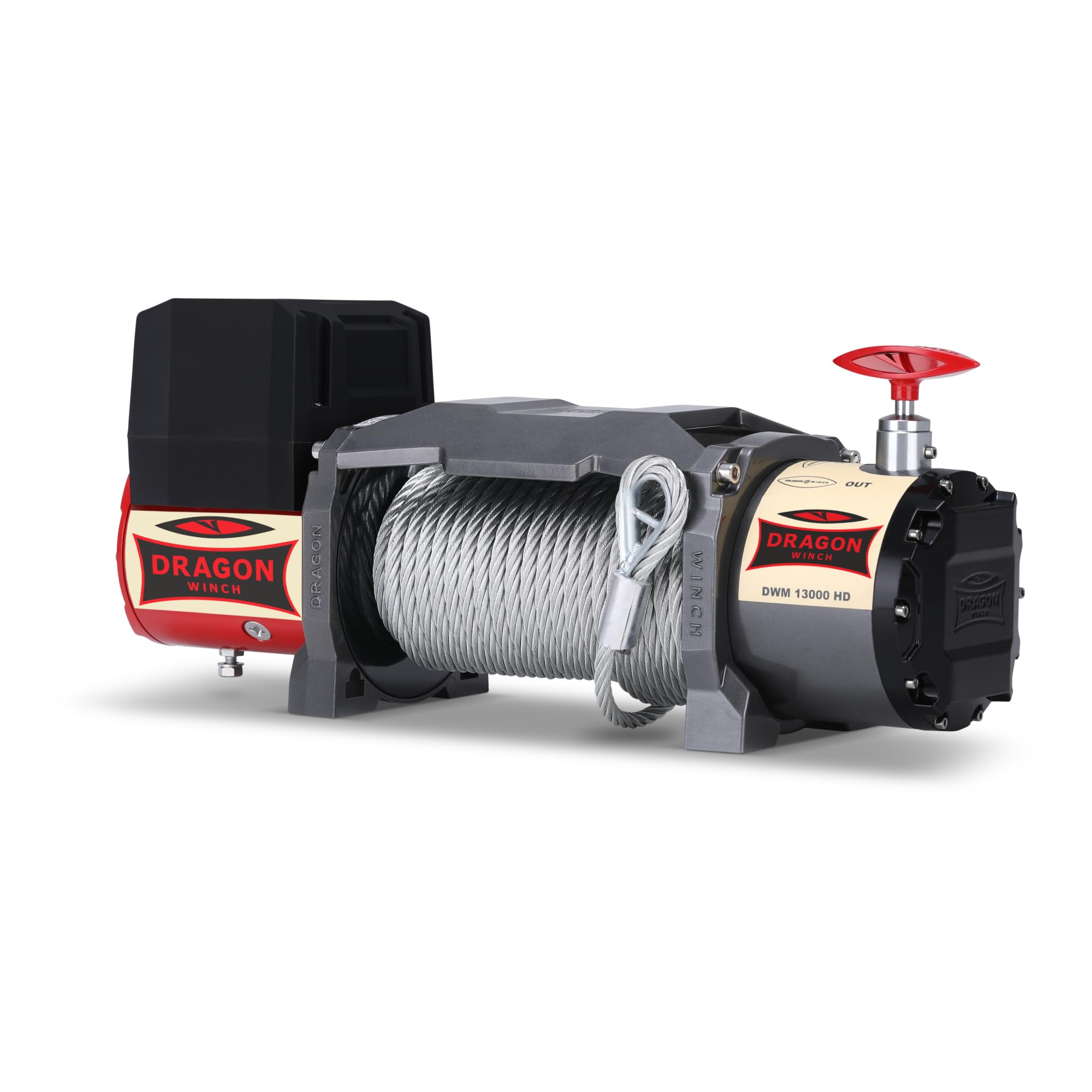 Dragon Winch Cabrestante eléctrico 12V Maverick 13000 lbs / 5897 kg con Cuerda de acero 20m Cabrestante para coche incluido control remoto inalámbrico + accesorios | Estanqueidad IP67