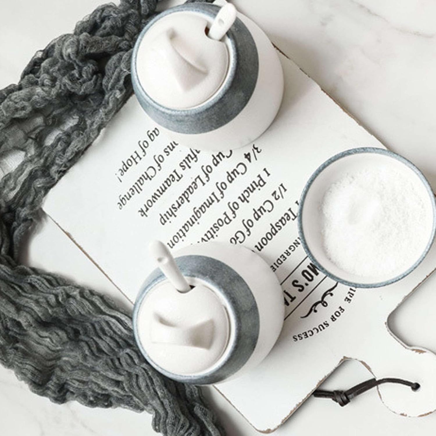 Sugar Bowl ,sugar pot, Sugar Bowl with Lid , Japanese Sugar Bowl with Lid, Ceramic Sugar Pot, Zephyr Coffee Accessories, Sugar Pourer, Kitchen Storage-Blue and White B-3 Set (Color : Blue and White B,