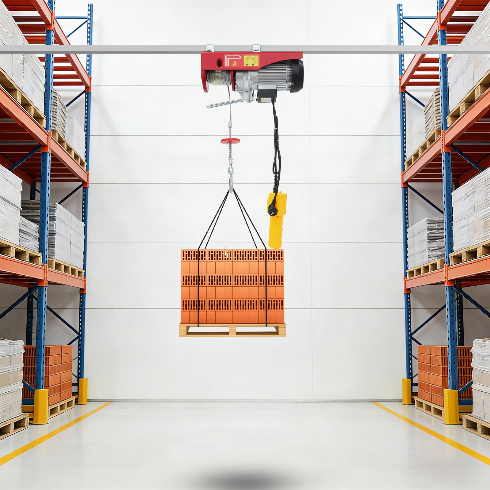 Elektrozug 800kg Seilzug Hebezeug 12m Hubhöhe 1300W | für Baustellen, Lager & Werkstatt 42*14,6 cm