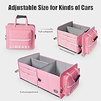 Vista 3 de LIBZAKI Car Trunk Storage Organizer, Multi Compartment Collapsible Trunk Storage Box for Car Truck SUV-Pink