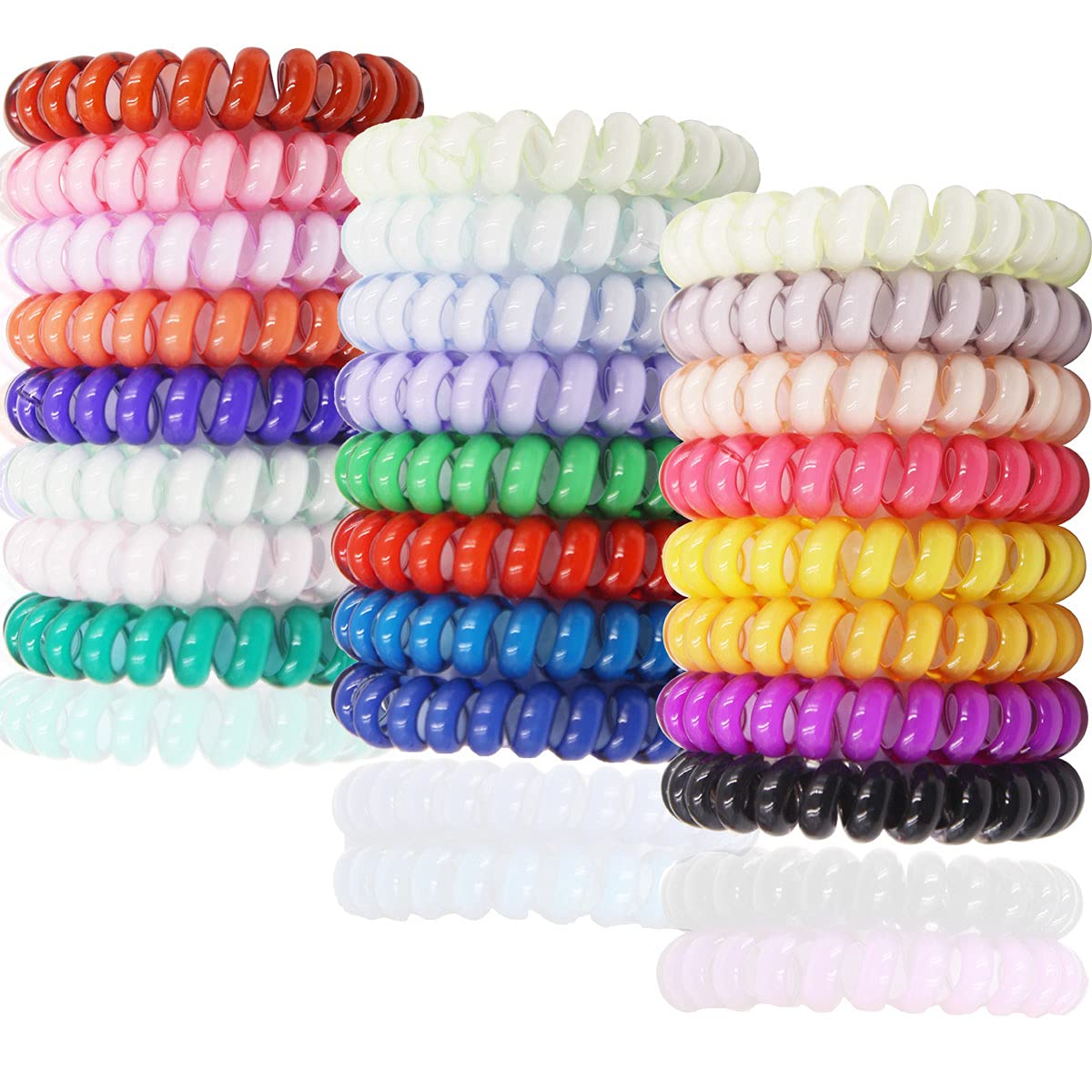 DeD 24 Pcs Spiral Hair Ties No Crease, Coil Hair Ties Phone Cord Hair