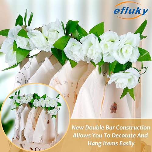 Miniatura 7 de efluky Armario de madera para baby shower con asa, cesta de almacenamiento, perchas de ropa de bebé, cesta de regalo de bienvenida para niño recién