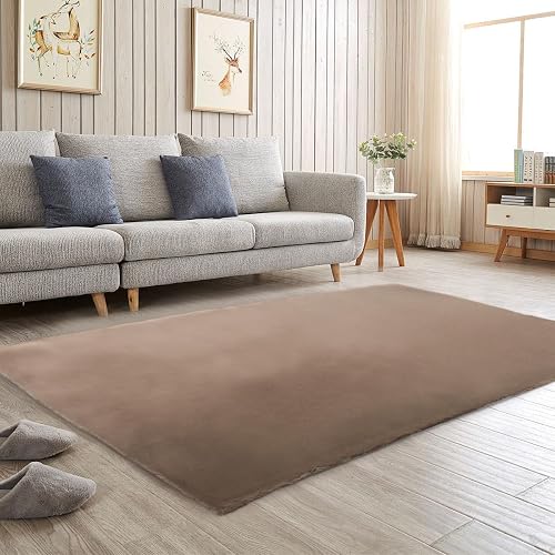 Solid Color Rabbit Fur Carpet, Ultra-Soft and Cozy, Perfect for Bedroom, Living 