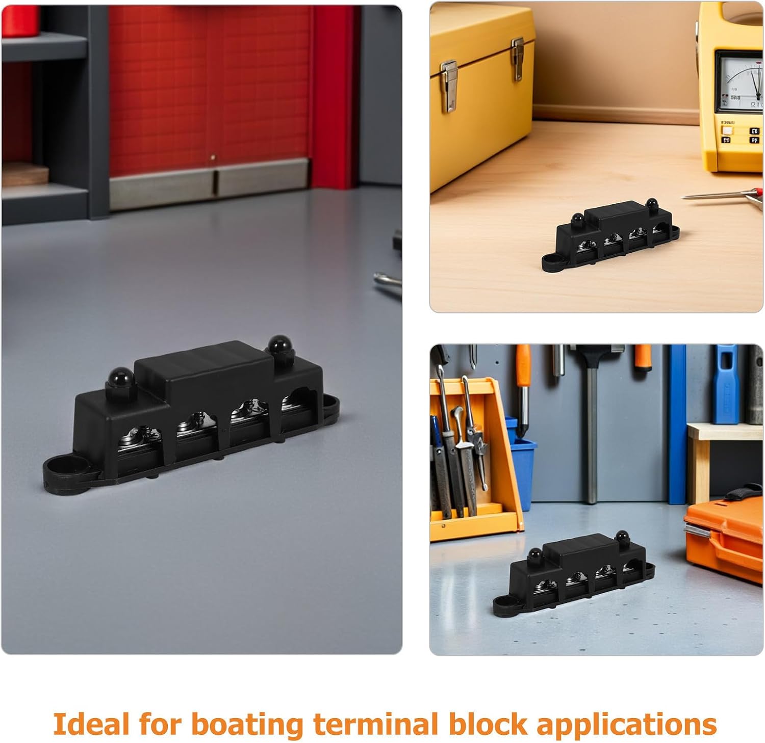 Bus Bar Nylon and Brass Material with 2 Sets Distribution Block 4 Terminal Positions Metal Battery Terminal Ground Bar Universal Power Distribution for Rv Boat Yacht