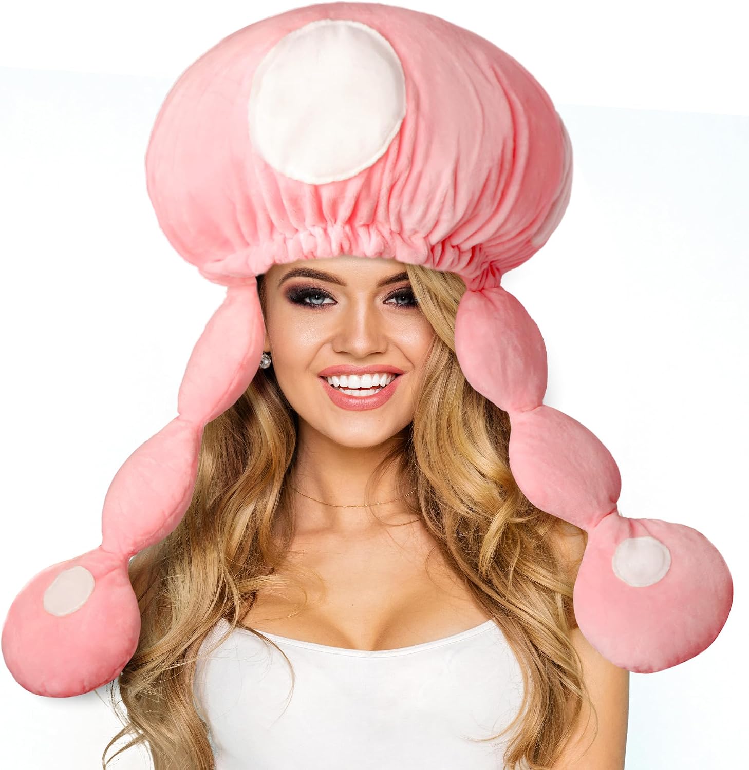 Farochy Halloween Mushroom Hat Adult Mushroom Hats for Women and Men White Red Spotted Mushroom Hats Cosplay