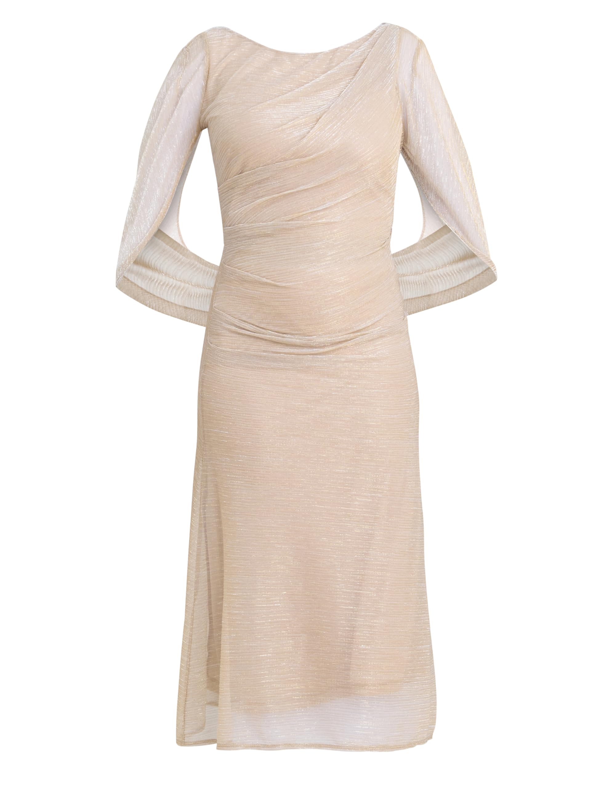 Gina Bacconi Women's Metallic Knit Dress Cocktail, Gold/Silver, 20