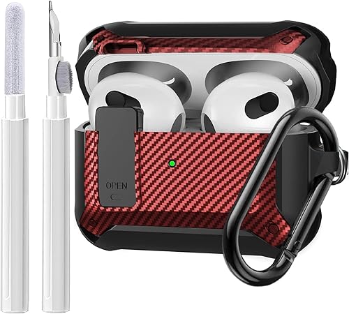 Olytop Funda para Airpods de 3 generaciĂłn con herramienta de bloqueo y limpiador, funda protectora para Apple iPod de 3 generaciĂłn 2021 con llavero, Olytop Funda para Airpods de 3 generaciĂłn con herramienta de bloqueo y limpiador, funda protectora para Apple iPod de 3 generaciĂłn 2021 con llavero,