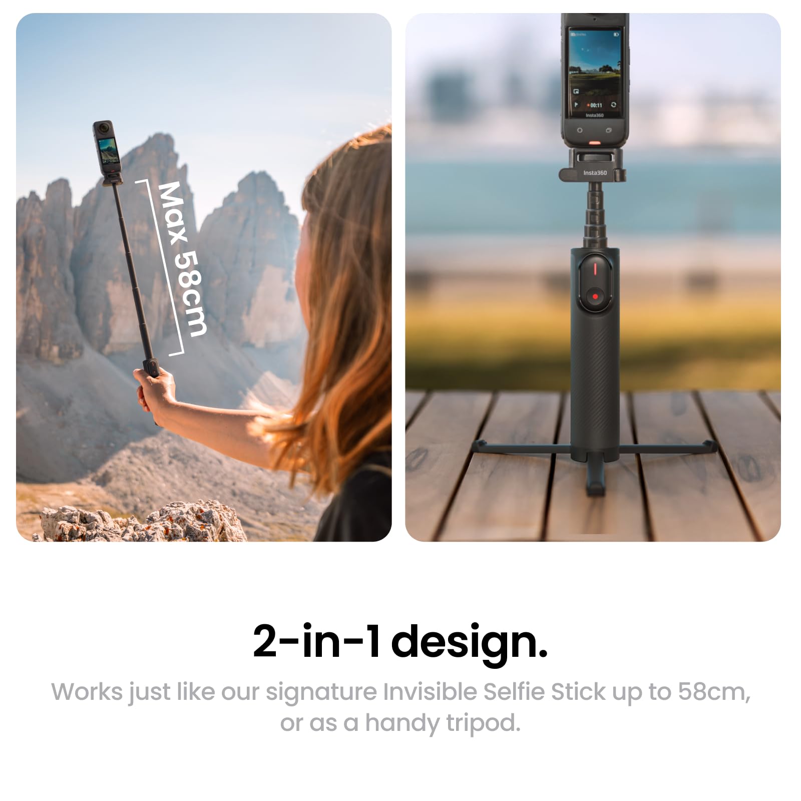 Insta360 Foldable 2-in-1 Selfie Stick, Remote Kit (1/4