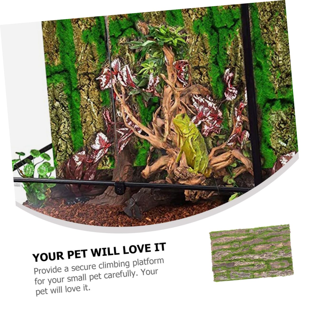 Corteza de Árbol Natural para Terrarios de Reptiles, Plataforma Segura para Trepar y Decoración de Hábitat Aspecto Real de Corteza para Lagartos