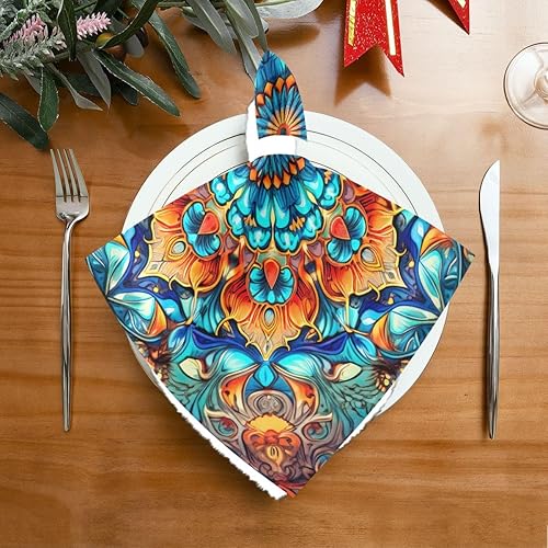 Miniatura 2 de Nander Hermosas servilletas de tela de mandala, suaves, cómodas, reutilizables, juego de 6 servilletas perfectas para cenas familiares, bodas,
