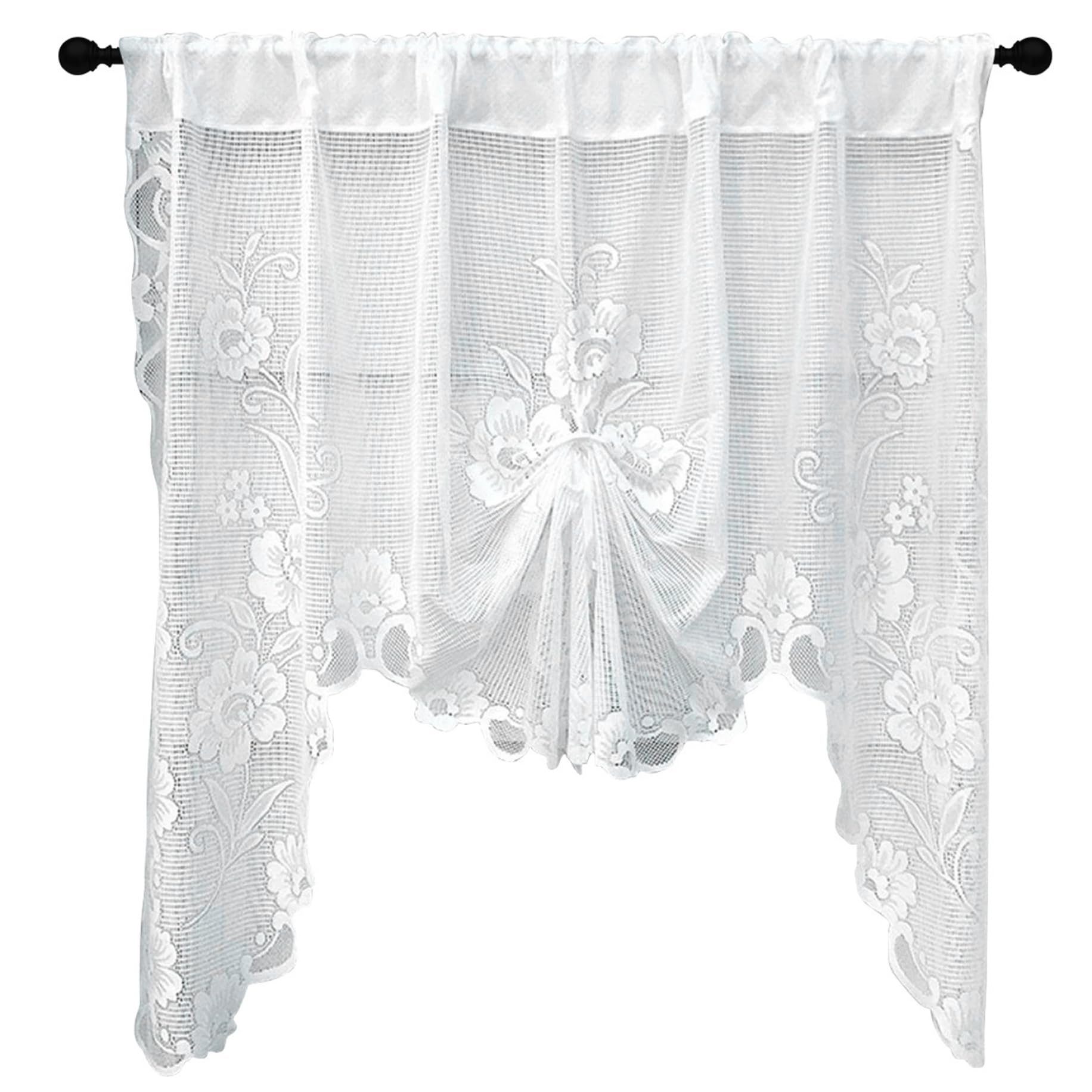 Cortinas de cocina de encaje con bordado floral que filtran la luz con elegancia y suavidad