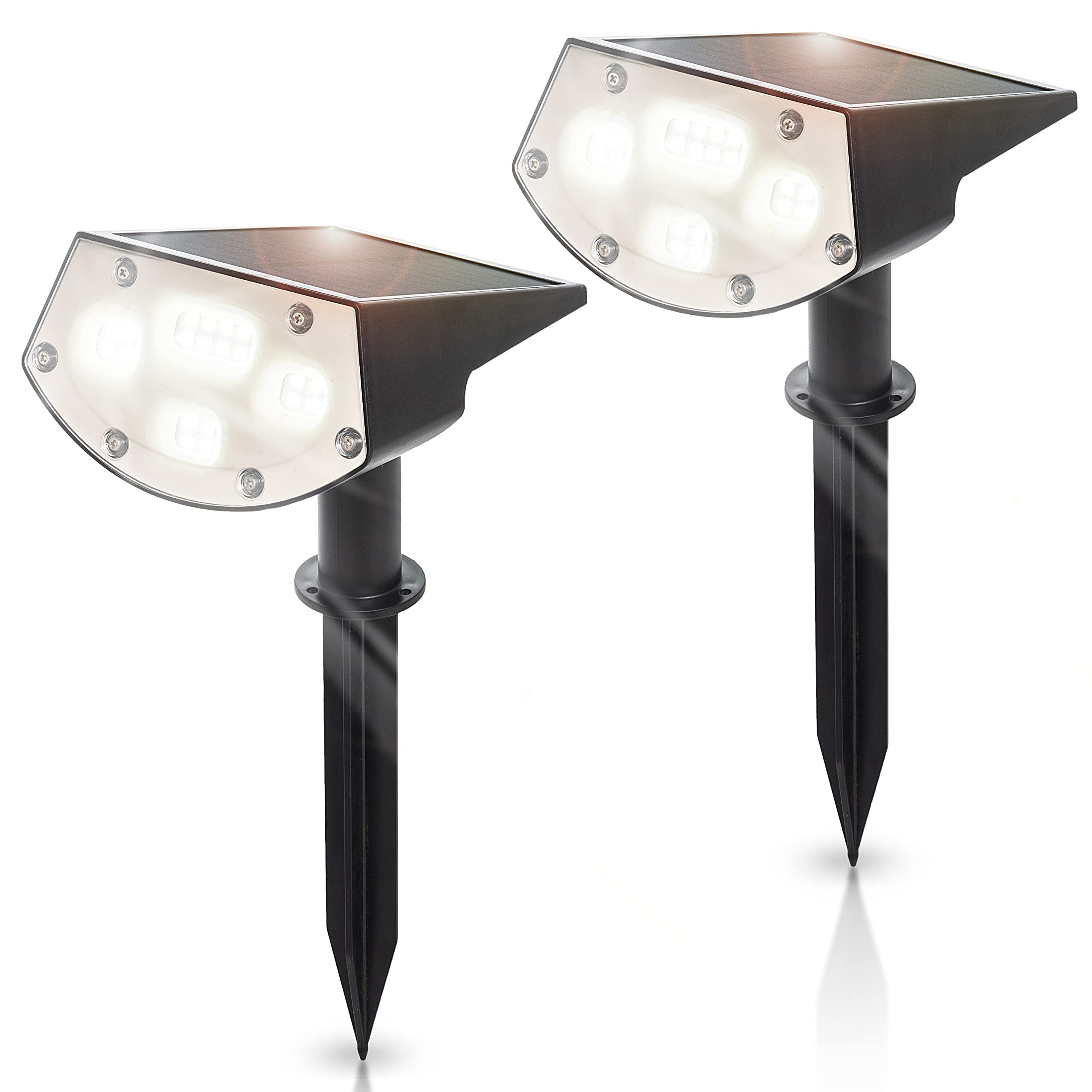 Moss & Stone Solar Landscape Spotlights, 2 Pcs Solar Spotlights Outdoor Waterproof IPX7, 3 Modes Led Outdoor Garden Lights Auto On/Off for Yard, Porch, Driveway Walkway Wall