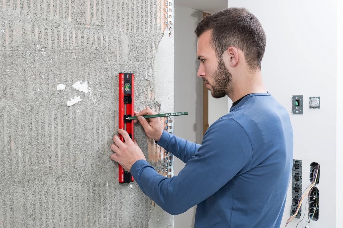 Sola - Nivel de burbuja para electricista (40 cm, con plantilla de enchufes, aluminio con ayuda de marcado para caja de pared hueca a distancia estándar de 71 mm) por Wfix