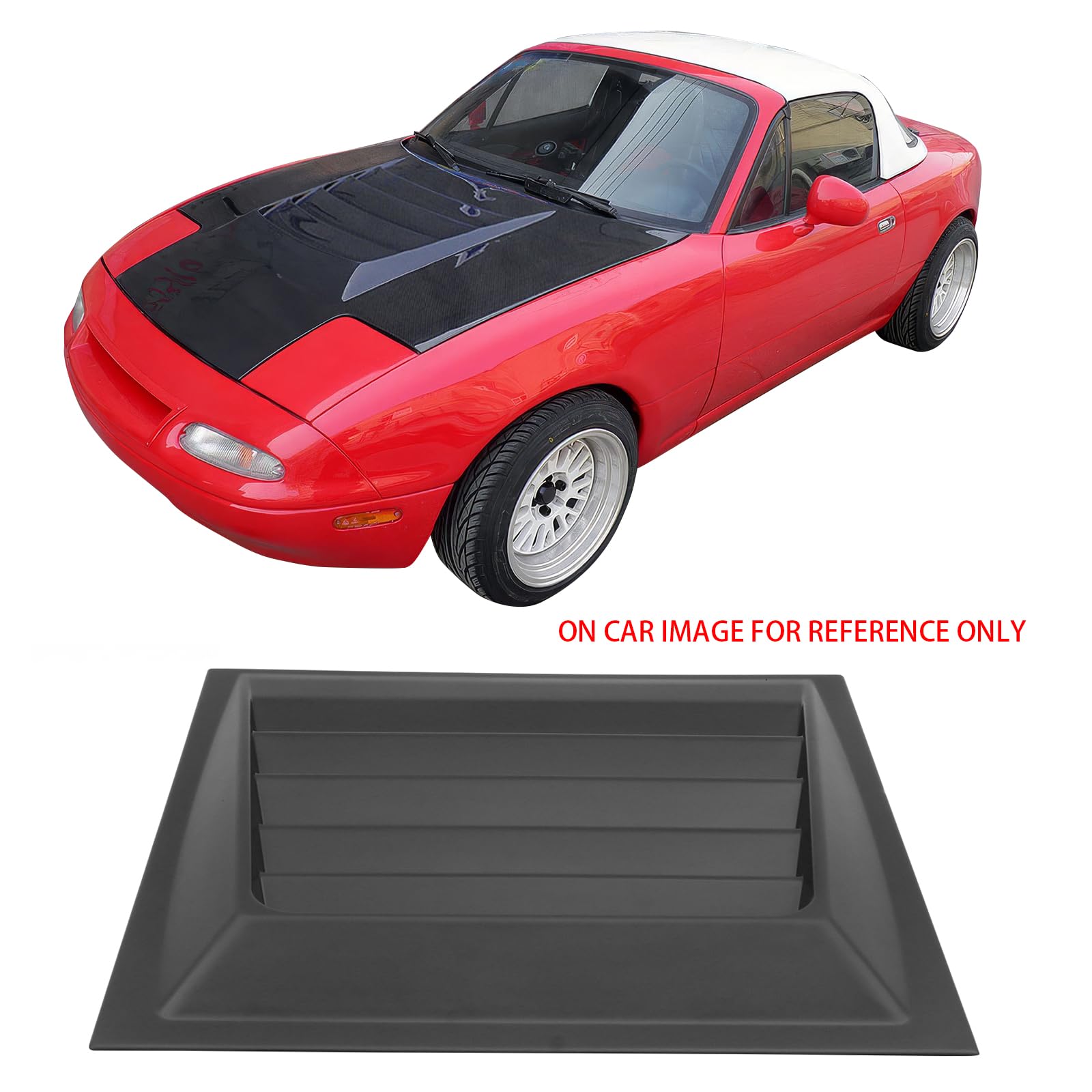 IKON MOTORSPORTS, DMAX Style Front Hood Vent Universal Fit For Most Vehicles Car Primer Black ABS Air Flow Hood Vent Scoop Bonnet Cover