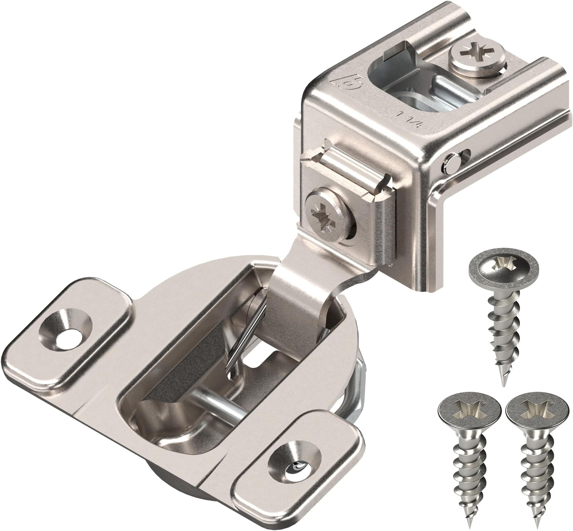 Blum 39C355B.20x50S 1-1/4" Overlay Soft Close Cabinet Hinge, Nickel Plated Steel, Nickel Finish (Pack of 50)
