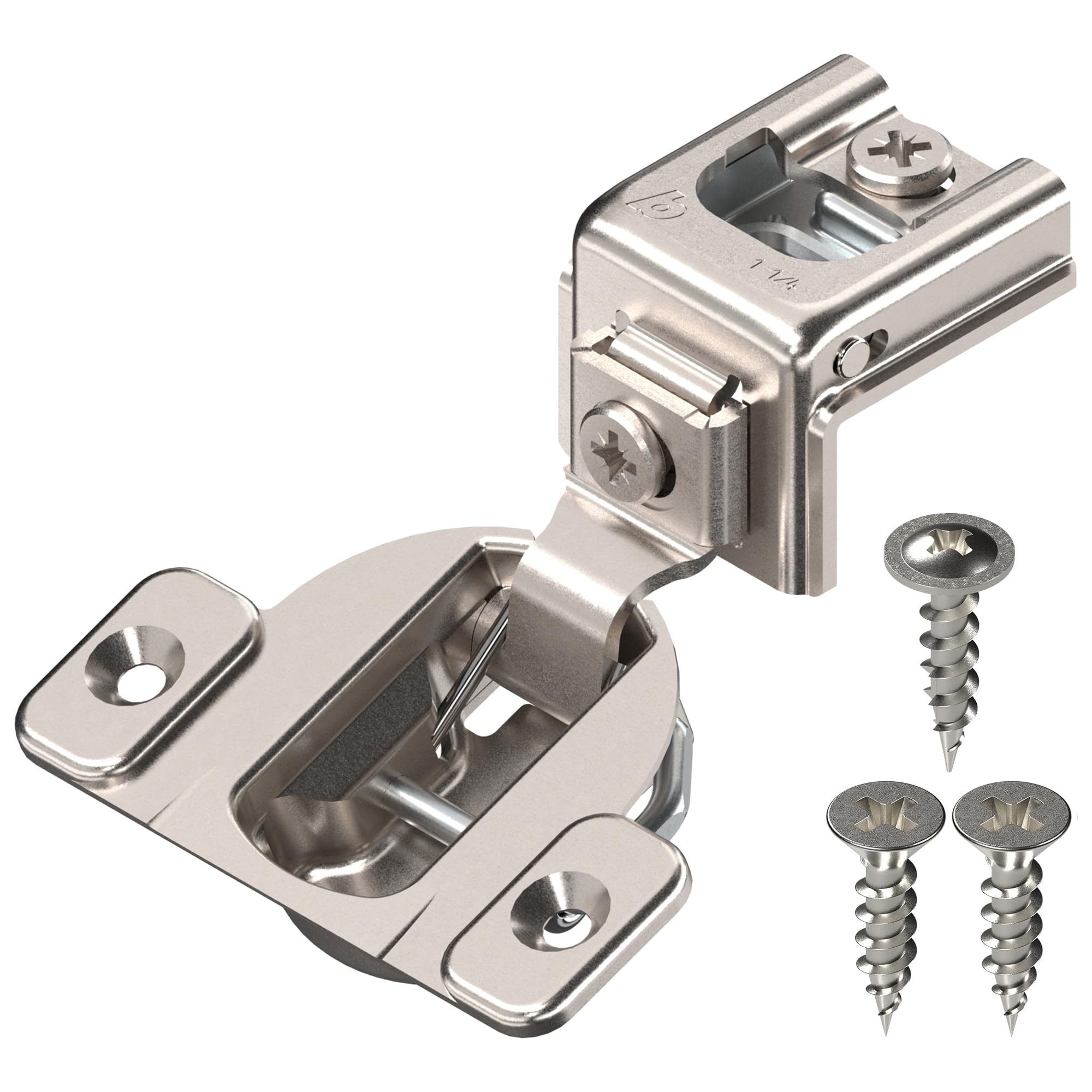 Blum Compact Hinge (25 Pack), 1-1/4" Overlay, 110° Opening Angle, Steel, Concealed Hinges for Face Frame Cabinets