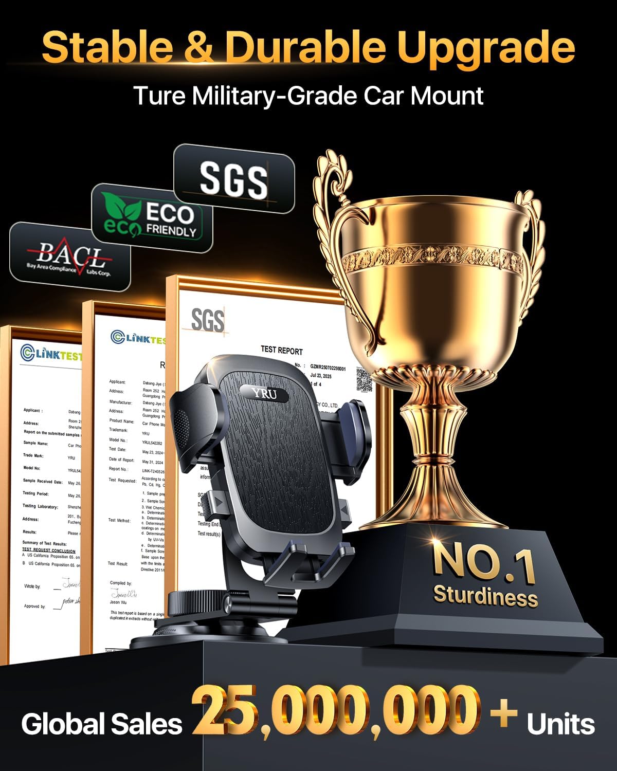 Military-Grade for Tesla Phone Mount 2026 Foldable Heavy-Duty Metal, 360° Rotatable Arm, 90LBS Safest Strongest Certs & Patent, Extreme -40~203°F Resistant for Model 3 Y X S Cybertruck Semi, Black