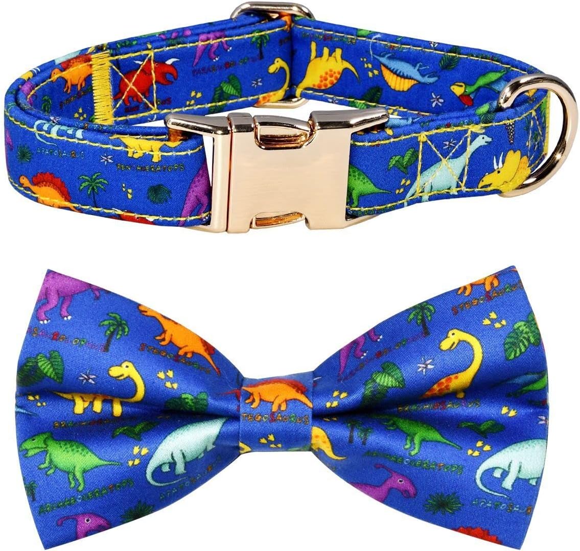 Yiany Dinosaur Dog Bow Tie Dog Collar Accessory