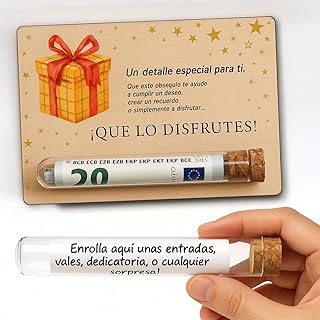Presentes para adolescentes Tarjeta de madera para presente Sorpresa, con tubo para Dinero, Mensajes o