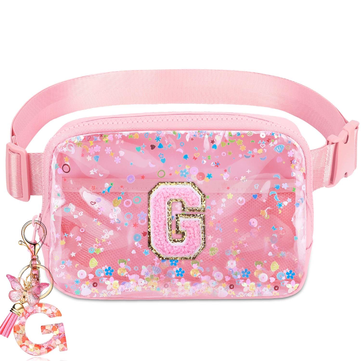 Initial Fanny Pack for Girls - Belt Bag for Teens Kid Teen Girl Kid Birthday Gift Pink G