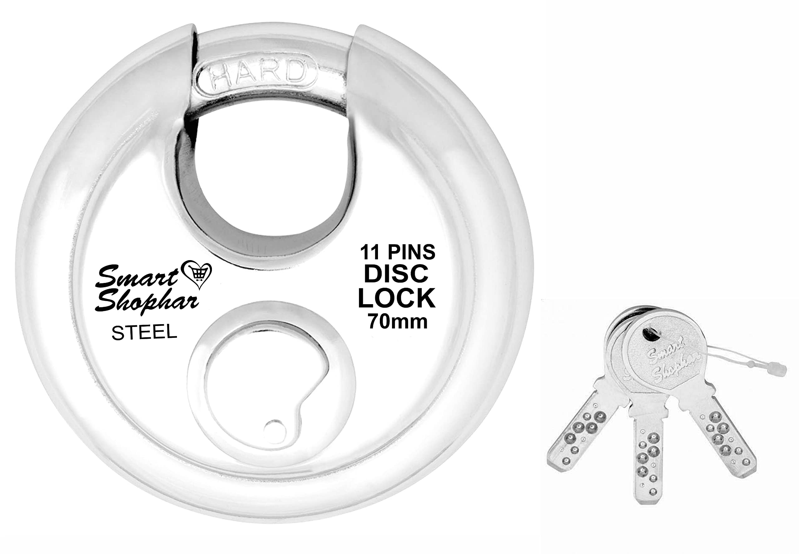 Smart Shophar Steel Disc Ultra Keys Shutter Lock 70 mm Silver, Pack of 1 / High Security Lock/Durable and Weatherproof/Suitable for Shutters, Gates, and Storage Units-picture-18