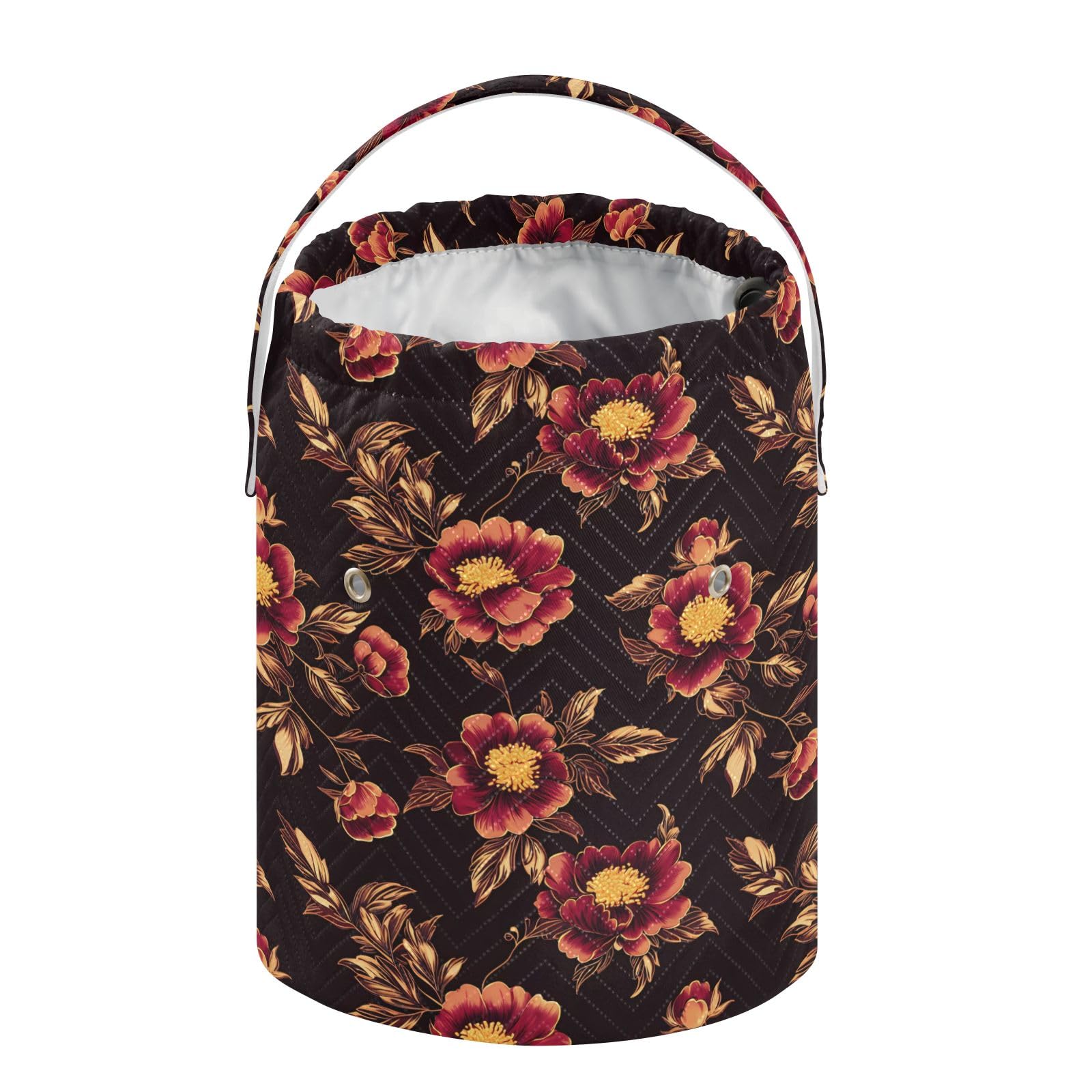 Yarn Storage Bag Small Crochet Bag Knitting Bag Organizer Red Peony Yarn Bags for Crocheting Basket