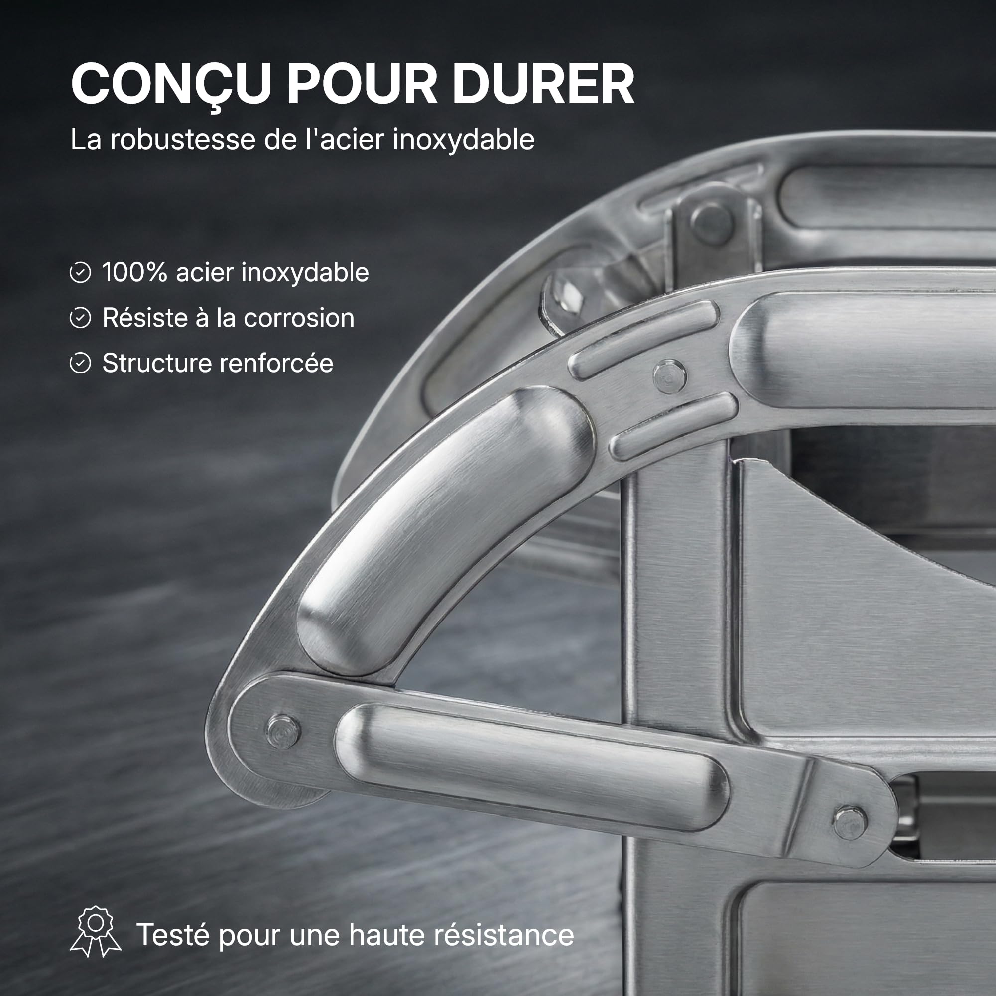 La Bonne Graine - Coupe-frites inox ventouse, frites maison 9-12mm | Frites maison en un geste ; fixation ventouse, inox résistant, 2 grilles 9x9/12x12mm, marque française ; lave-vaisselle