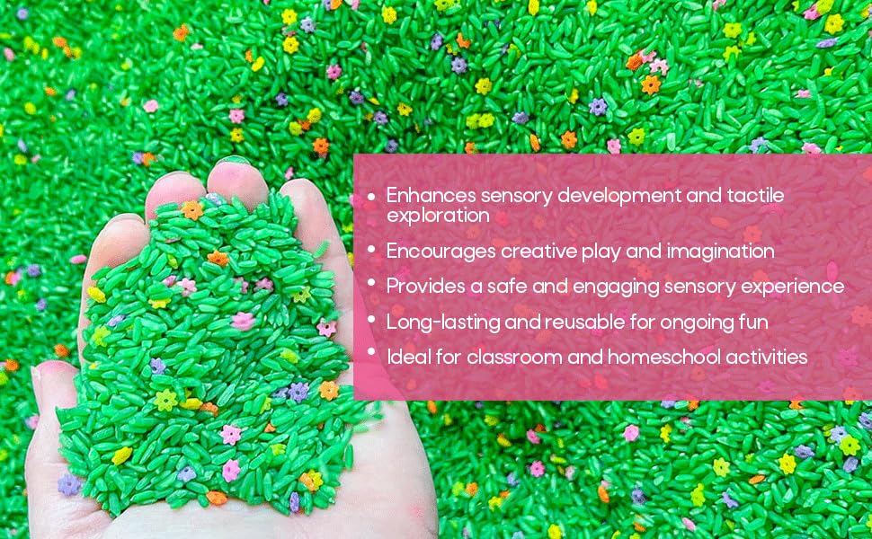 Image of Sensory Bin Filler for Sensory Table - Colored Rice for Sensory Play (Flower Rice)