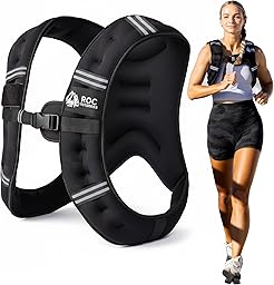 Roc Outdoors Weighted Vest W/ Rub-Free Technology for Woman and Men, 5lb/10lb/15lb/20lb/30lb Weight Vest with Reflective Stripe for Workout, Strength Training, Running, Walking, Fitness, Weight Training, Weight Loss, Weightlifting