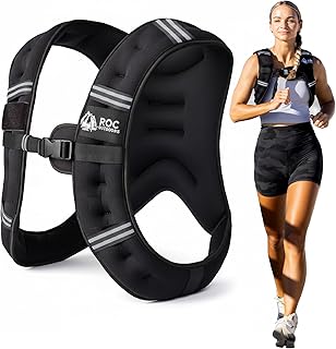 Roc Outdoors Weighted Vest W/ Rub-Free Technology for Woman and Men, 5lb/10lb/15lb/20lb/30lb Weight Vest with Reflective Stripe for Workout, Strength Training, Running, Walking, Fitness, Weight Training, Weight Loss, Weightlifting