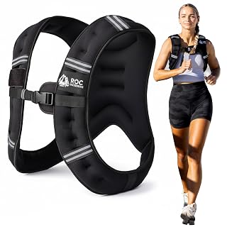 Roc Outdoors Weighted Vest W/ Rub-Free Technology for Woman and Men, 5lb/10lb/15lb/20lb/30lb Weight Vest with Reflective Stripe for Workout, Strength Training, Running, Walking, Fitness, Weight Training, Weight Loss, Weightlifting - Amazon product rated Grade A