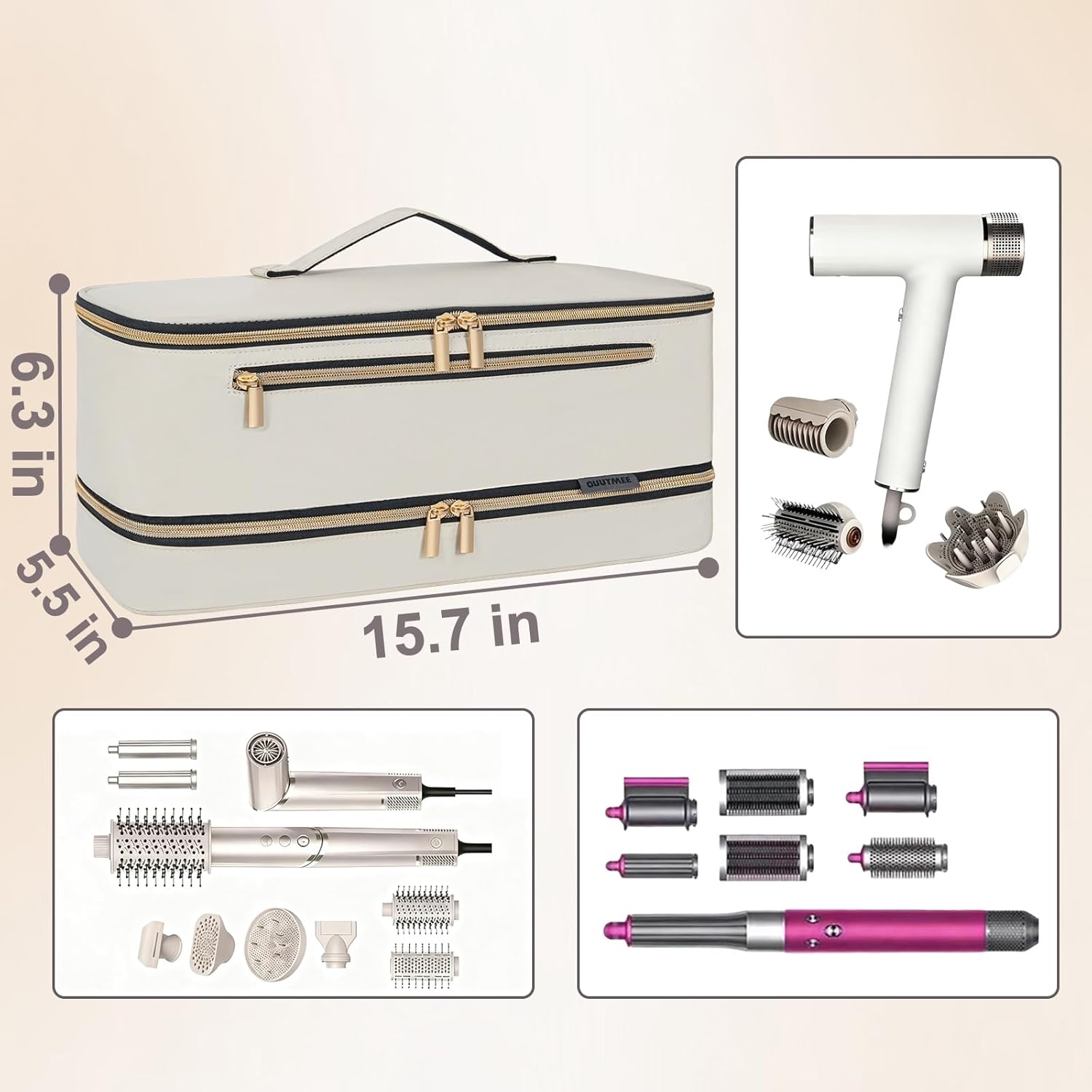 Travel Carrying Case for Shark Flex Style,Double Layer Storage Case,Portable Storage Organizer Bag for Shark Flexstyle and Attachments,White(Only Bag) - Image 5