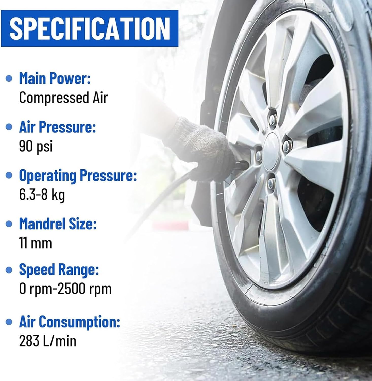 Heavy Duty Air Powered Tire Repair Systems with 2500rpm Buffer Roller and Polishing Accessories for Inner Liner Repair Tire Treaded Rubber Removal Tool