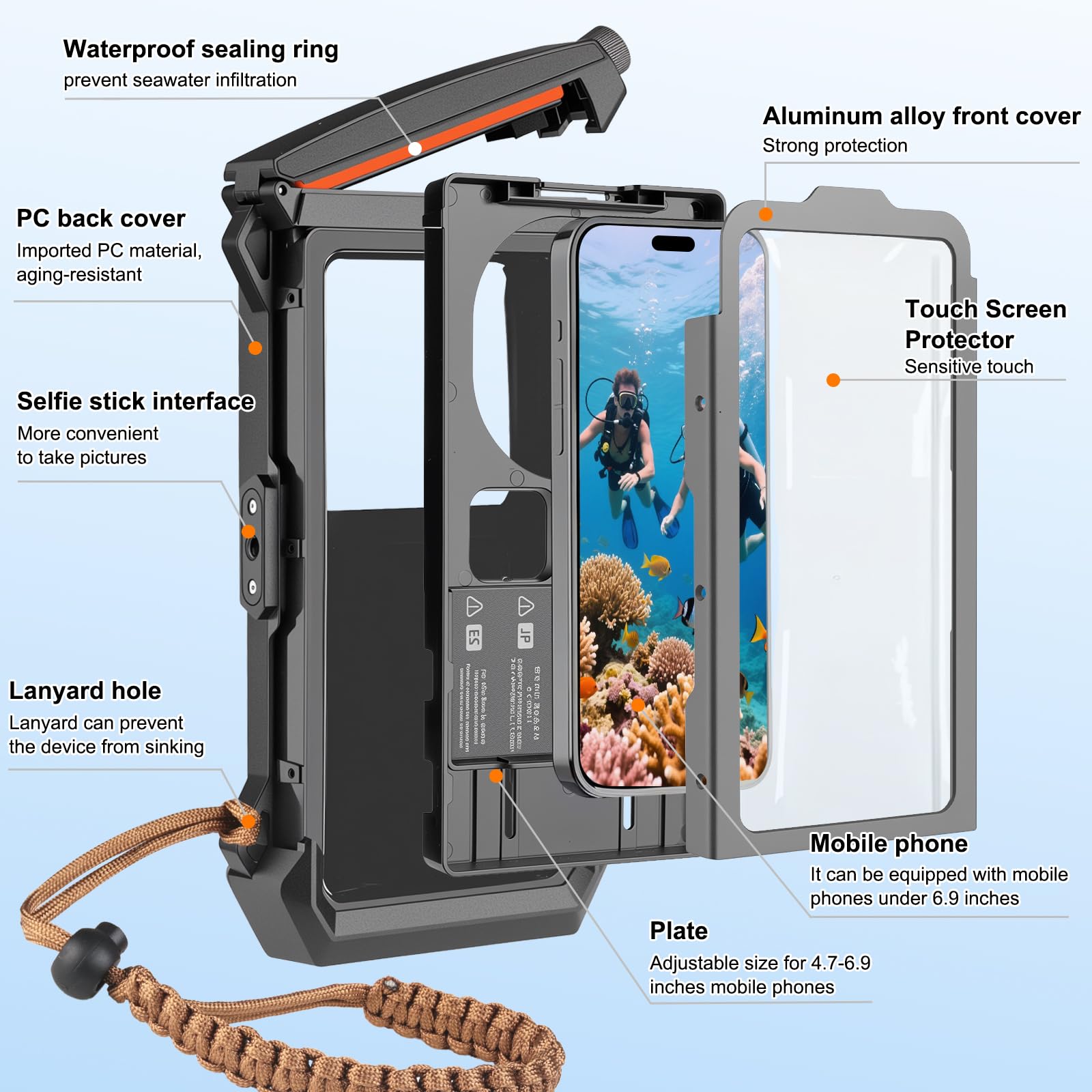 Custodia Impermeabile Smartphone IPX8 Porta Custodia Cellulare Impermeabile Universale Custodia Subacquea Sacchetto per iPhone 17 Pro 17 Air 16e 14 15 16 Pro 14 15 16 17 Pro Max Samsung S25 S24 Ultra