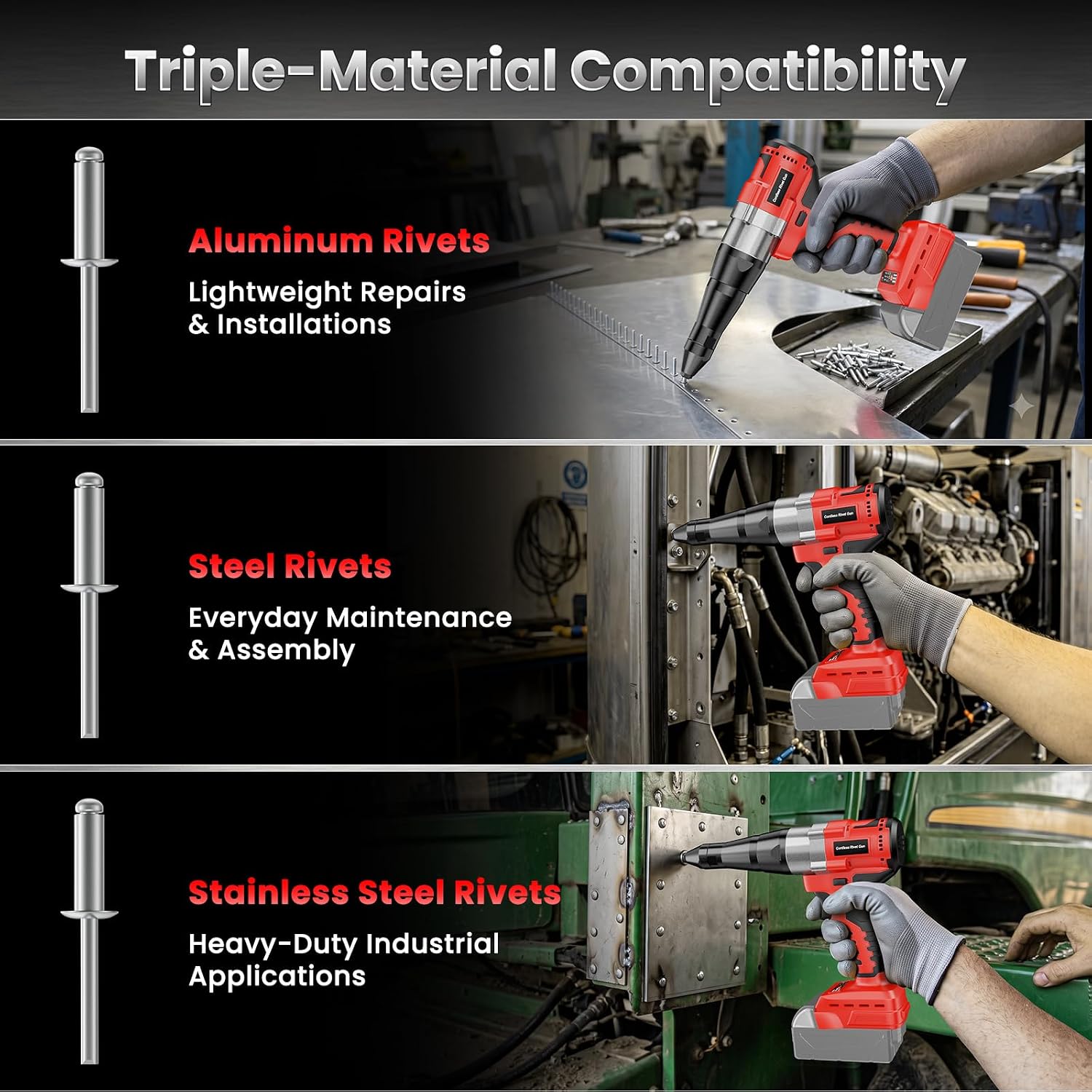Brushless Cordless Rivet Gun Compatible with Milwaukee M18
