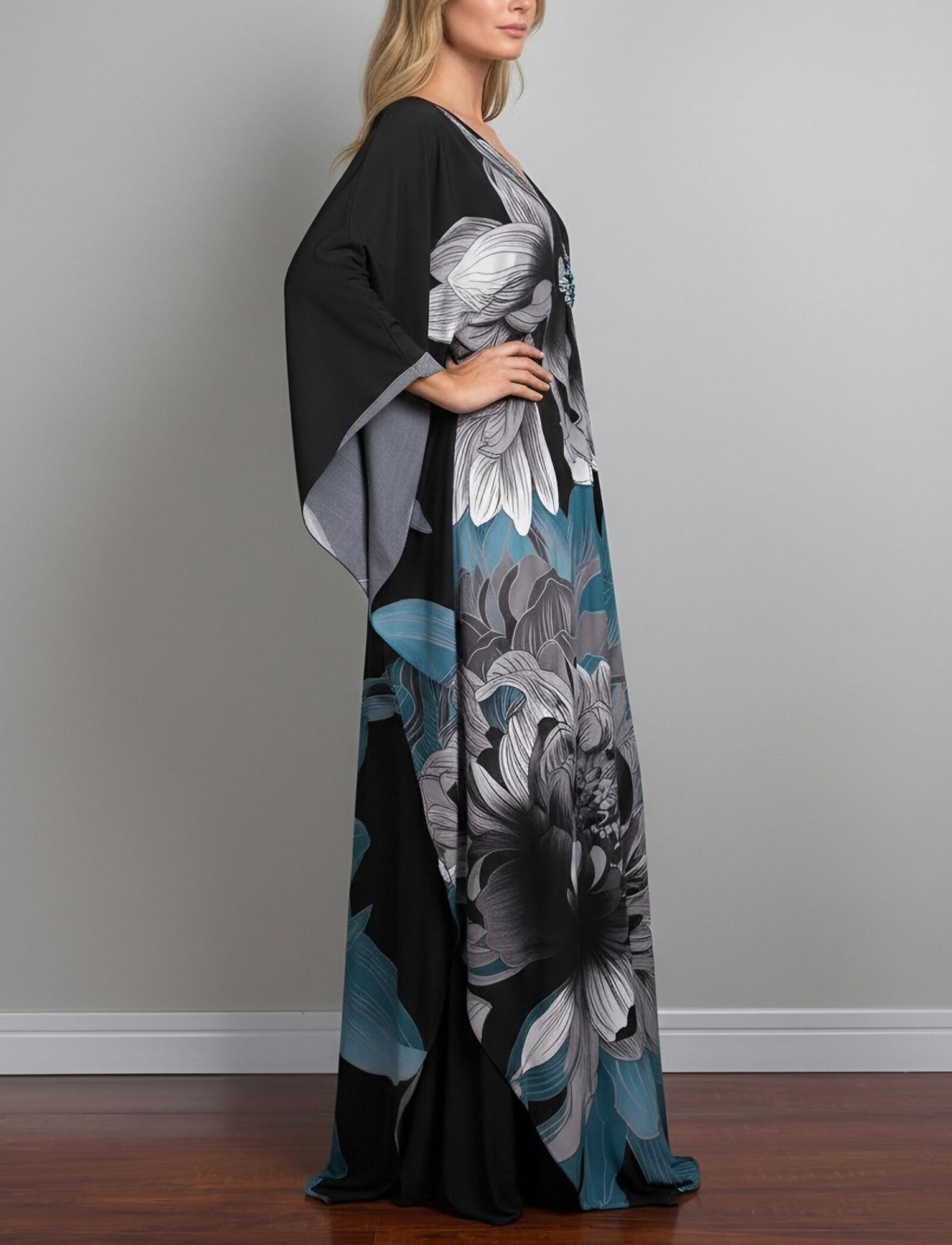 AIEOE Maillot de Bain Kimono Boho Femme Maxi Été Manteau de Plage Floral Décontracté Plus Tailles Robe Couleur 03
