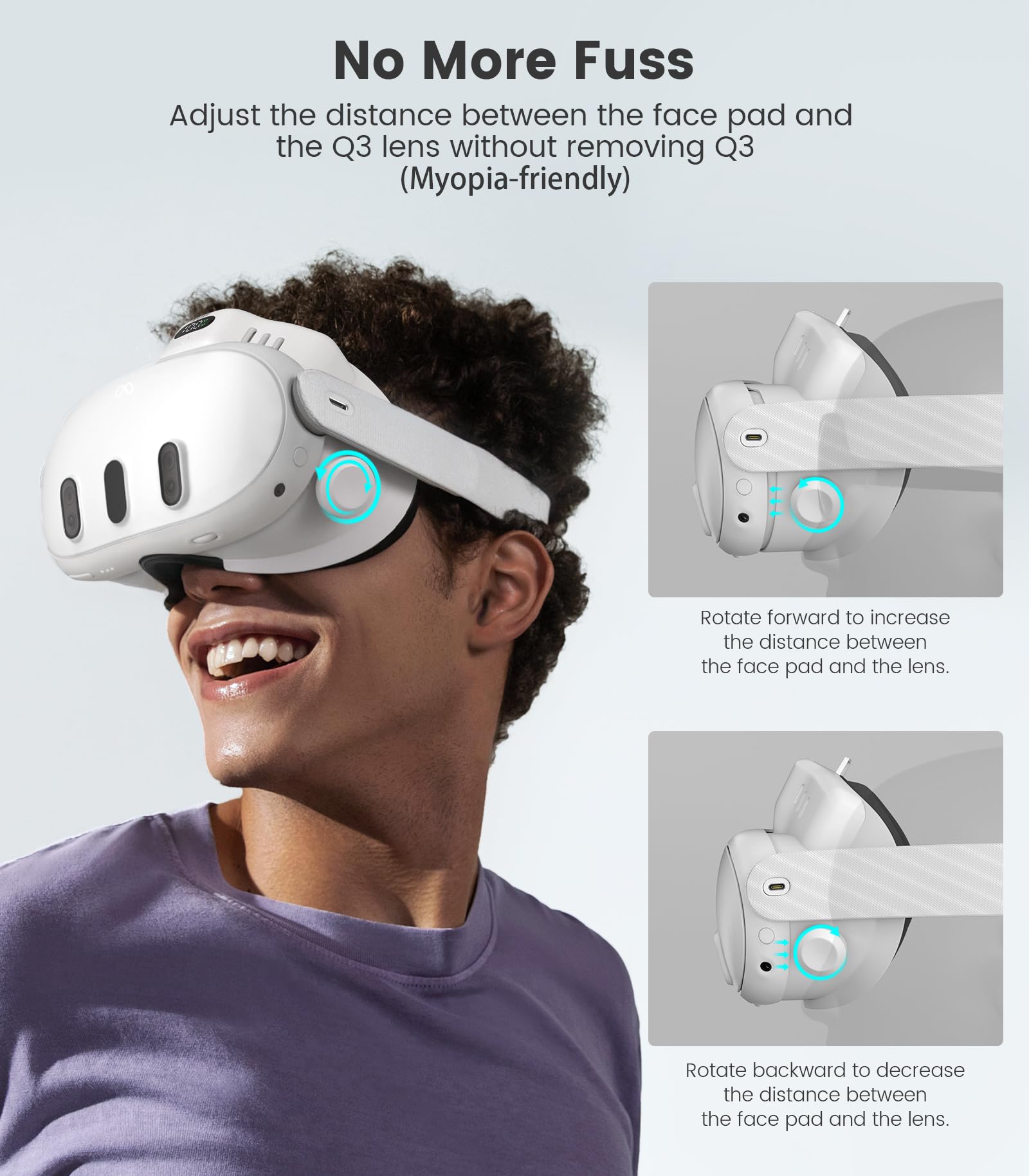 NVNV Ventilador de refrigeración VR, solo compatible con Oculus/Meta Quest 3, accesorio VR con almohadilla facial, interfaz facial y ventilador antivaho, ventilador de refrigeración dual turbo