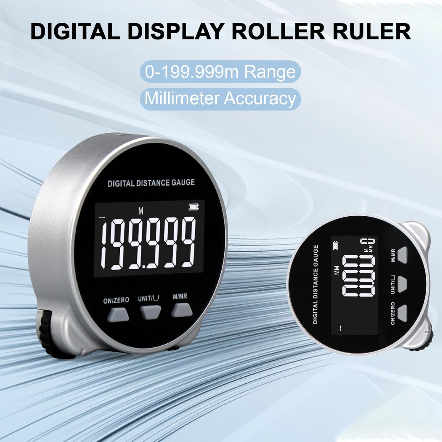 Metre Ruban Électronique Numérique, 199.999m Metre Ruban Digital Électronique Wheel, Règle à Rouleau Telemetre Mètre à Ruban avec écran LCD, pour Diamètre incurvé Plat, Forme Impaire, Rubans