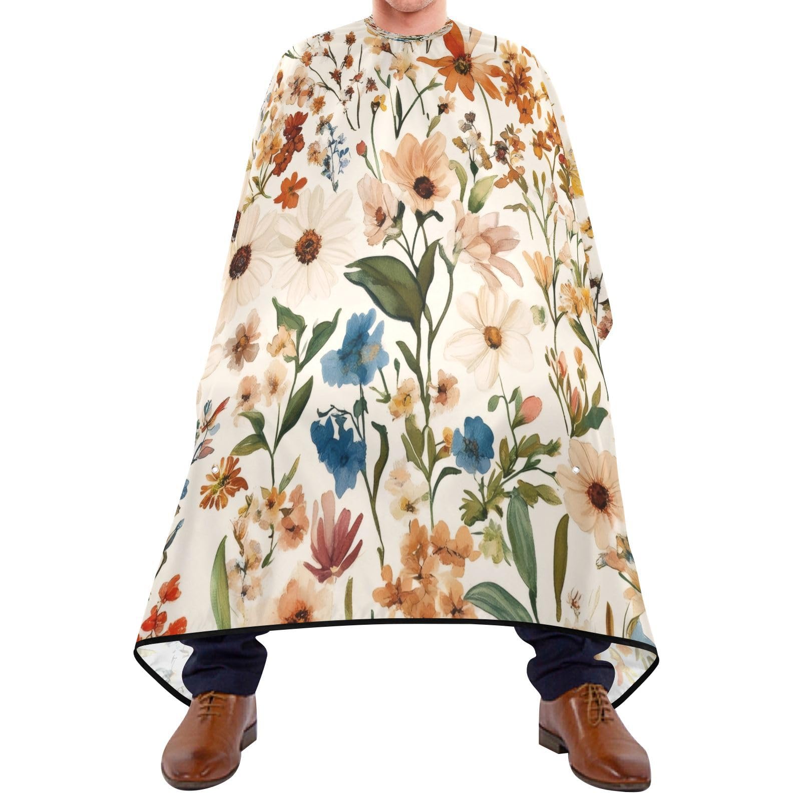 Takiito Flowers Barber Cape for Men, Waterproof Haircut Cape Hairdressing Cape Beard Apron Cape for Salon Home Use, 55x65 in