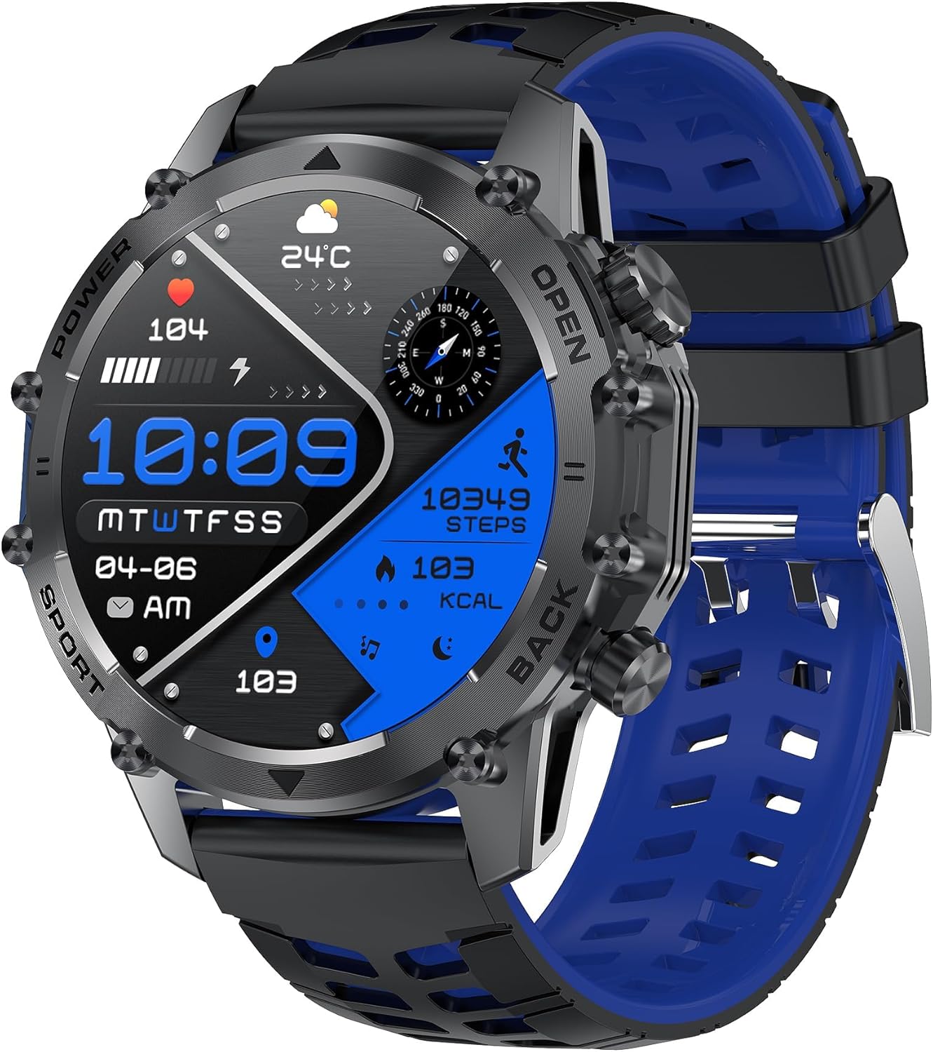 Hwagol Military Smart Watch for Men, 1.52" HD Smart Watches with Heart Rate/SpO2/Sleep Monitor, 110+ Sports Modes Fitness Tracker, 500mAH Battery Led Flashlight Outdoor Smartwatch for iOS Android 2026