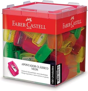 Apontador Clássico 4 Cores Sortidas 100 Unidades, Faber-Castell, Neon