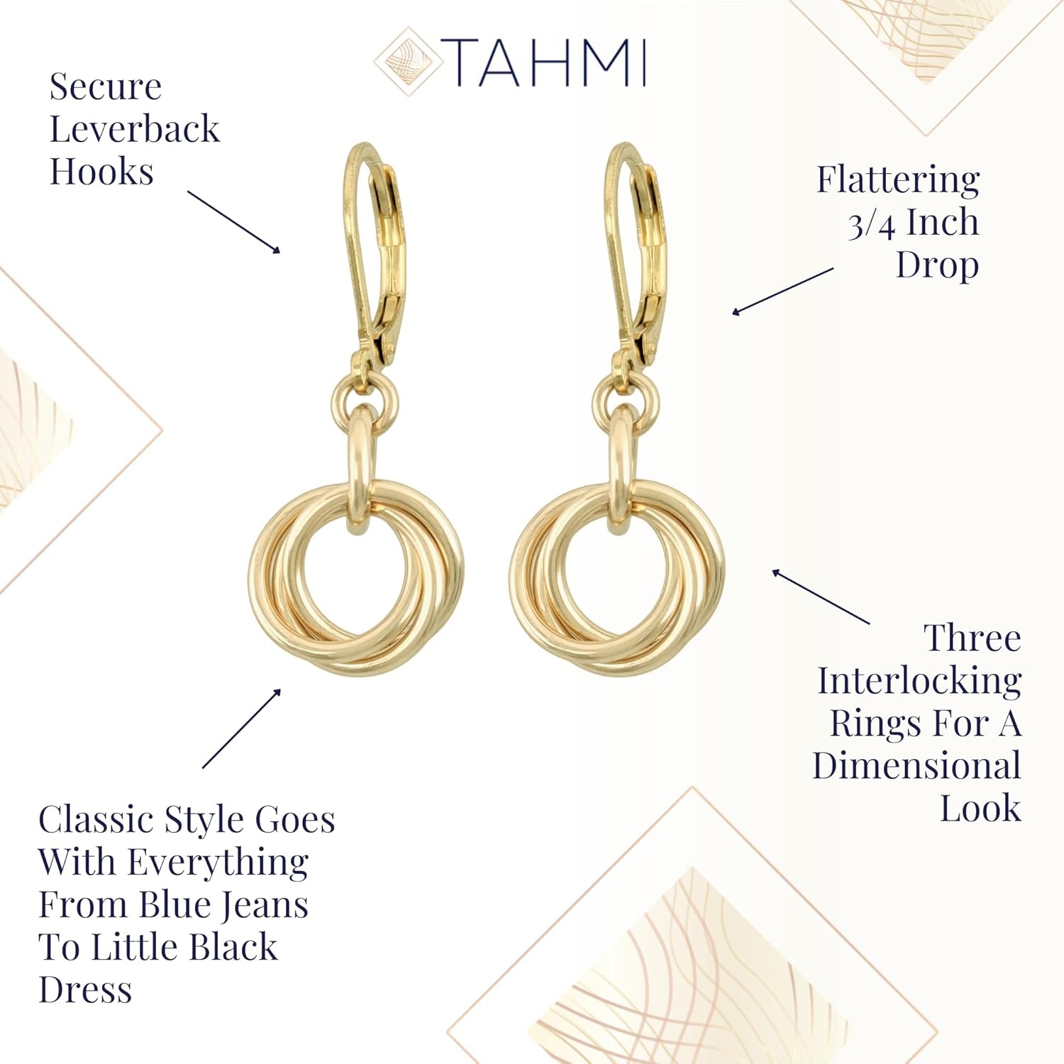 Petite 14K Gold‑Filled Leverback Dangle Earrings - Lightweight Nickel‑Free Hypoallergenic Design - Secure Clasp, USA Crafted, Everyday Dressy Minimalist Design - 1.25" L / 0.75" Drop / 0.5" W - Image 5