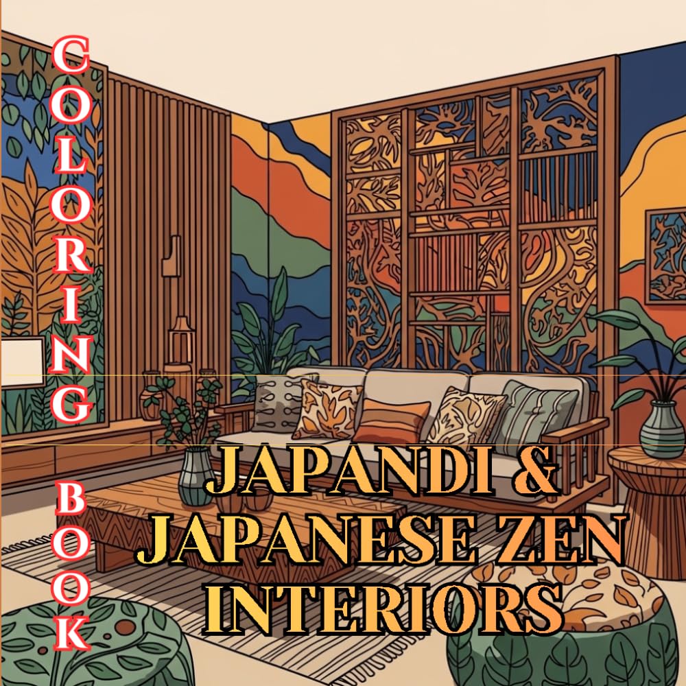 Japandi & Japanese Zen Interiors Coloring Book for Adults: Minimalist Zen Homes, Wabi-Sabi Spaces, Tatami Rooms & Calm Japandi Design (Designer Interiors Coloring Series)