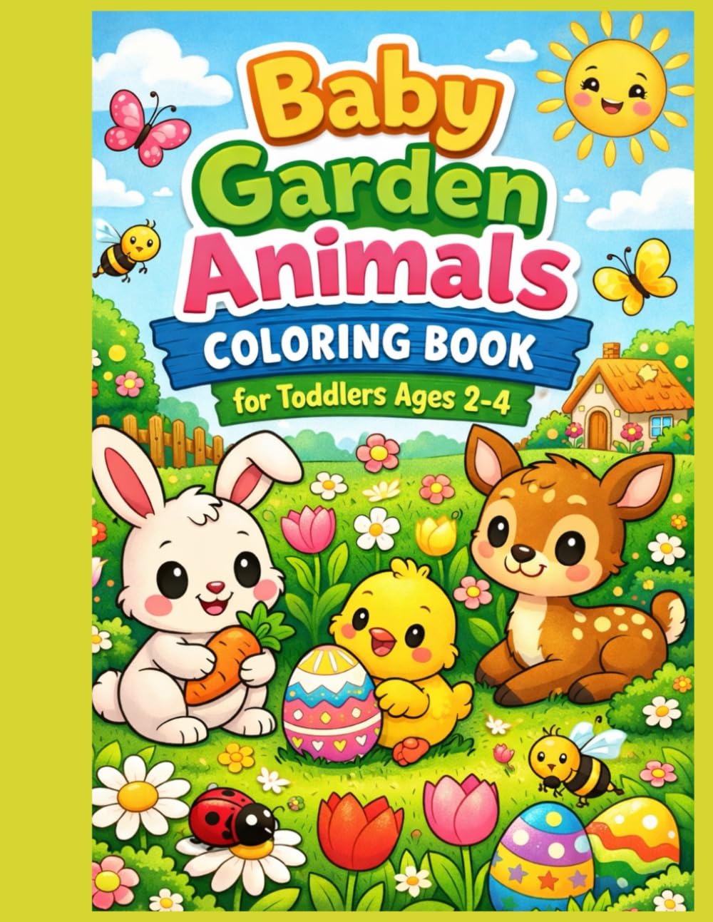 Baby Garden Animals Coloring Book for Toddlers Ages 2–4: Cute Bunnies, Chicks, Butterflies and Flowers with Big Easy Pages for Little Hands
