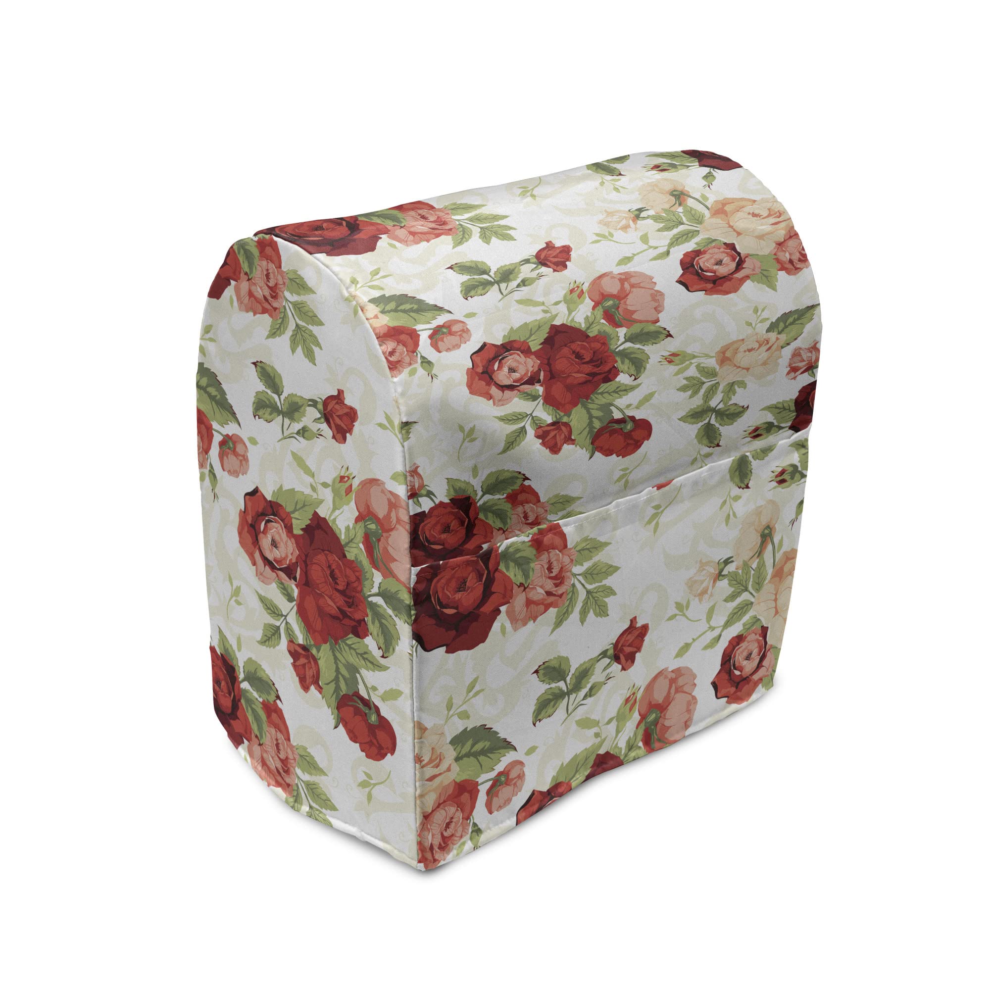 Ambesonne Roses Stand Mixer Cover, Romantic Nostalgic Composition with Flourishing Rose Bouquets Vintage Style Floral, Kitchen Appliance Organizer Bag Cover with a Pocket, 6-8 Quarts, Multicolor