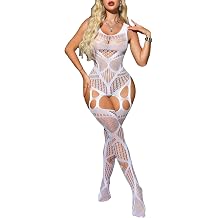 XIUSEMY Bodystocking for Women Fishnet Lingerie Sleeveless Jumpsuit Body Stockings