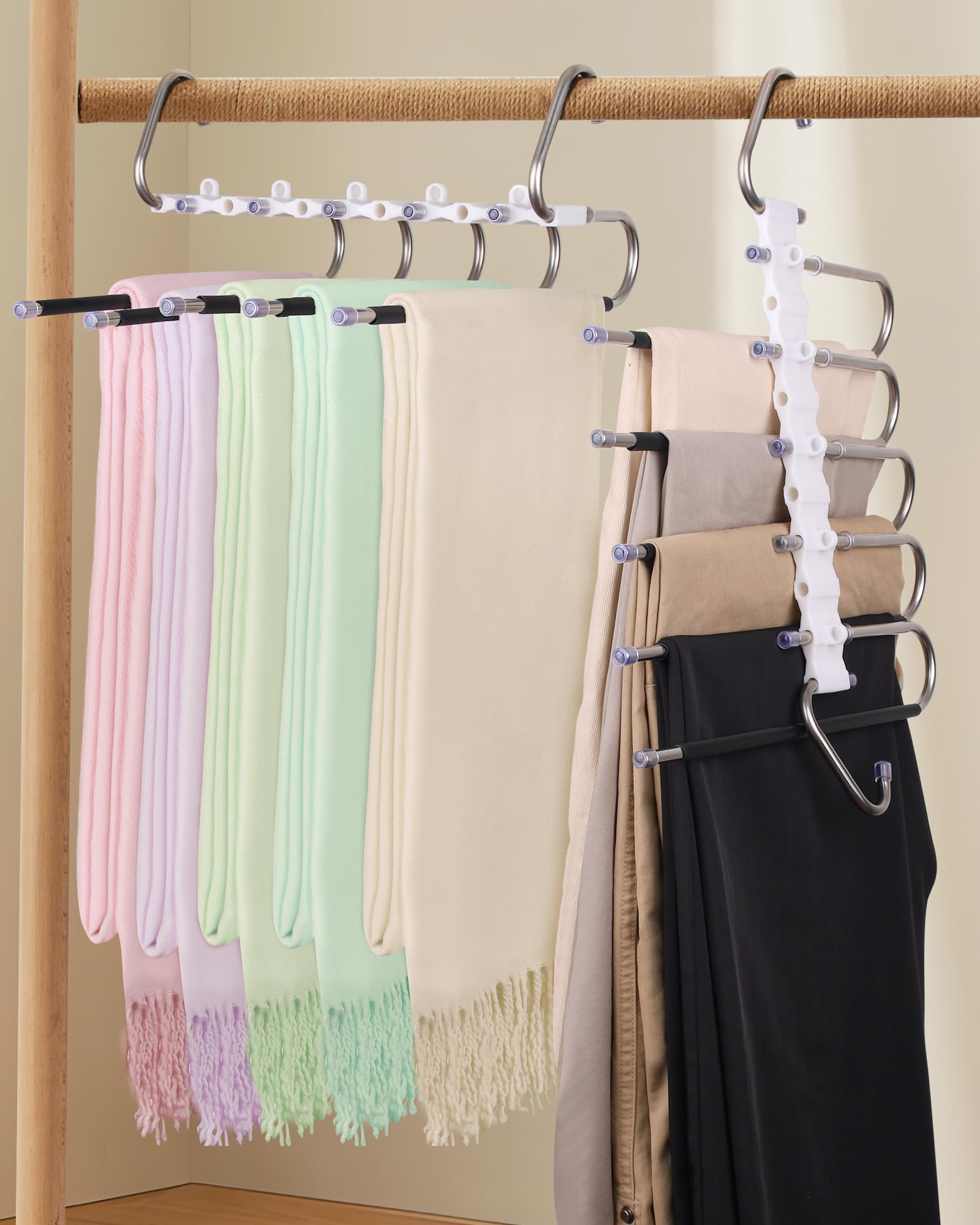 Set di 2 grucce per pantaloni, salvaspazio in acciaio inossidabile, antiscivolo, pieghevoli, multifunzione, per pantaloni, sciarpe, jeans | Leroy Merlin